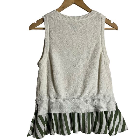 En Saison CeCe Sleeveless Knit Striped Hem Mixed Media Crewneck Top Size Large - Picture 10 of 14